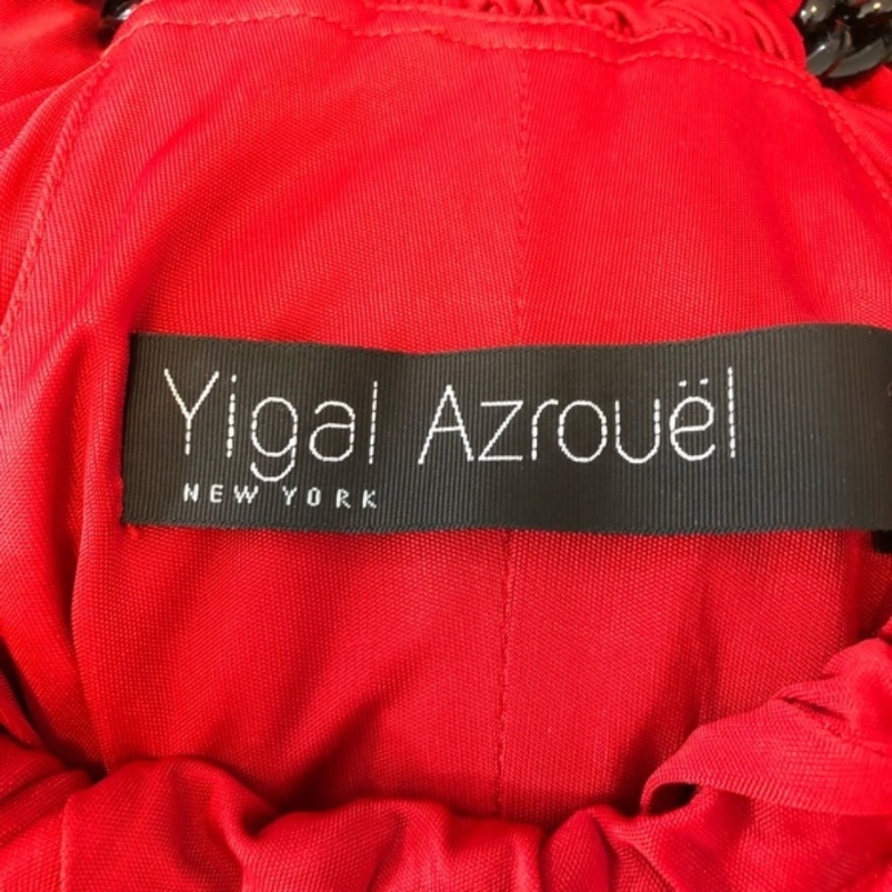 Yigal Azrouel Red Draped Sleevelesss Top Chunky Chain Detail Holiday - Picture 10 of 11